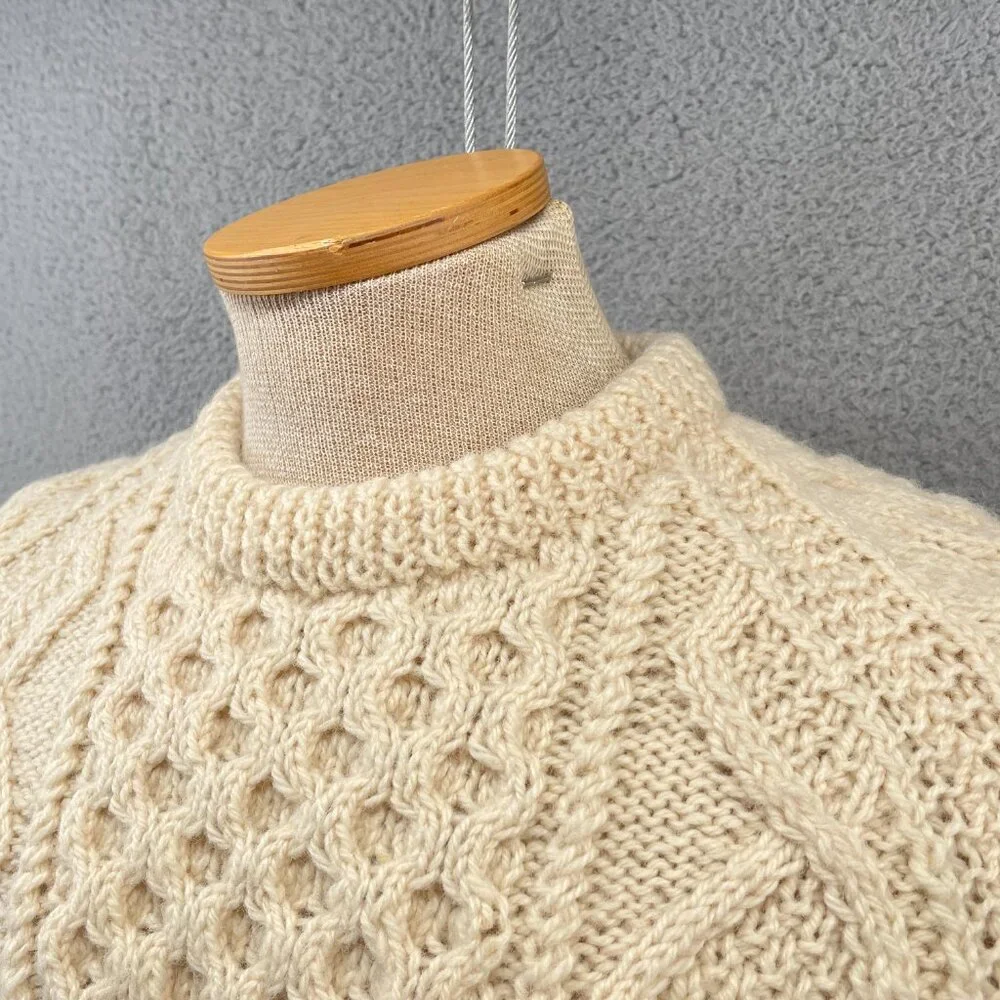 Vintage Mens Irish Fisherman Sweater KAM Knitwear Aran Hand Knits Wool 42 Medium - Picture 14 of 14